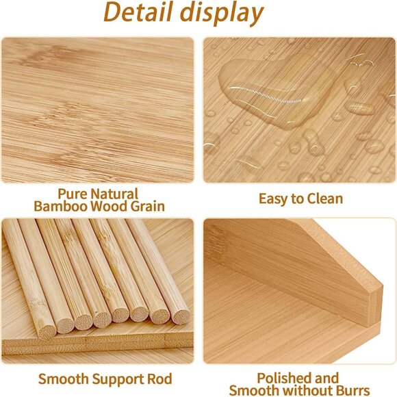 Bamboo Spice Rack Corner Shelves-3 Tier Standing Pantry Shelf - Picture 3 of 6